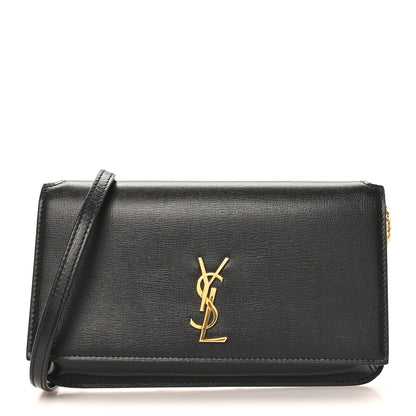 Saint Laurent Grained Calfskin Monogram Phone Holder Crossbody Black 1 of 9