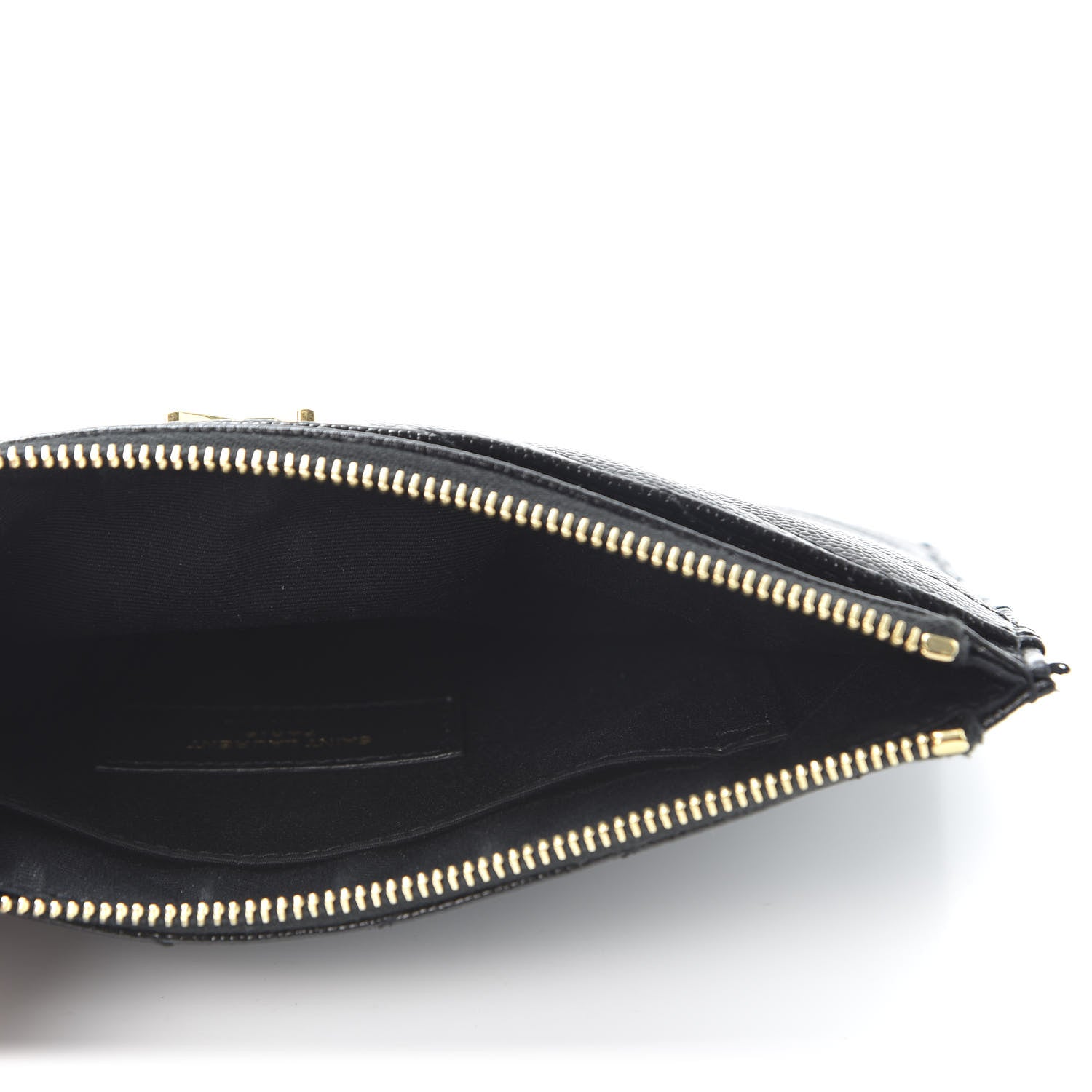 Saint Laurent Grain De Poudre Chevron Monogram Bill Pouch Black 4 of 10