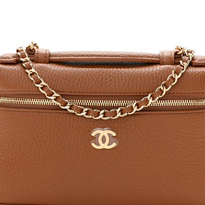 Chanel Grained Calfskin Top Handle Slim Vanity Case With Chain Camel 8 of 11