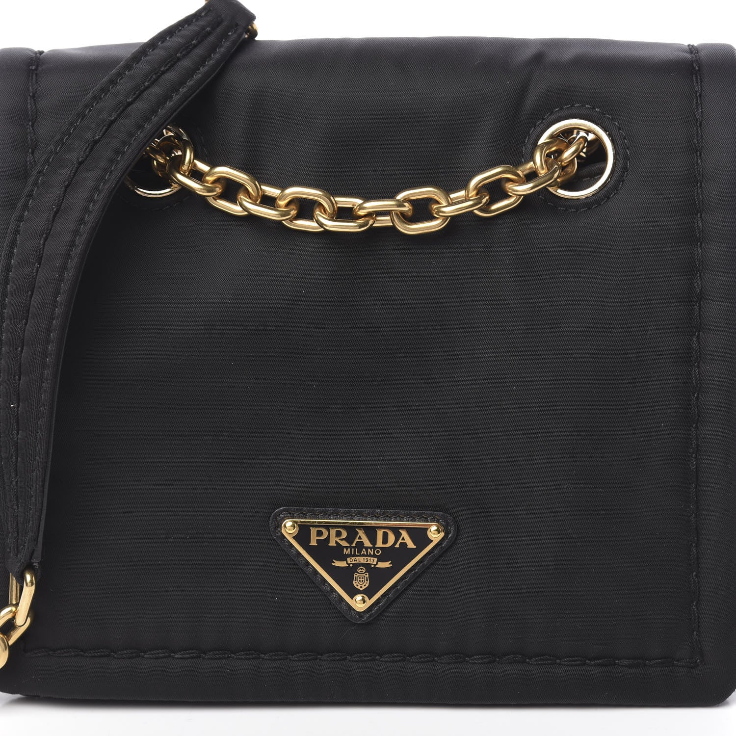 Prada Nylon Tessuto Chain Shoulder Bag Black 10 of 10