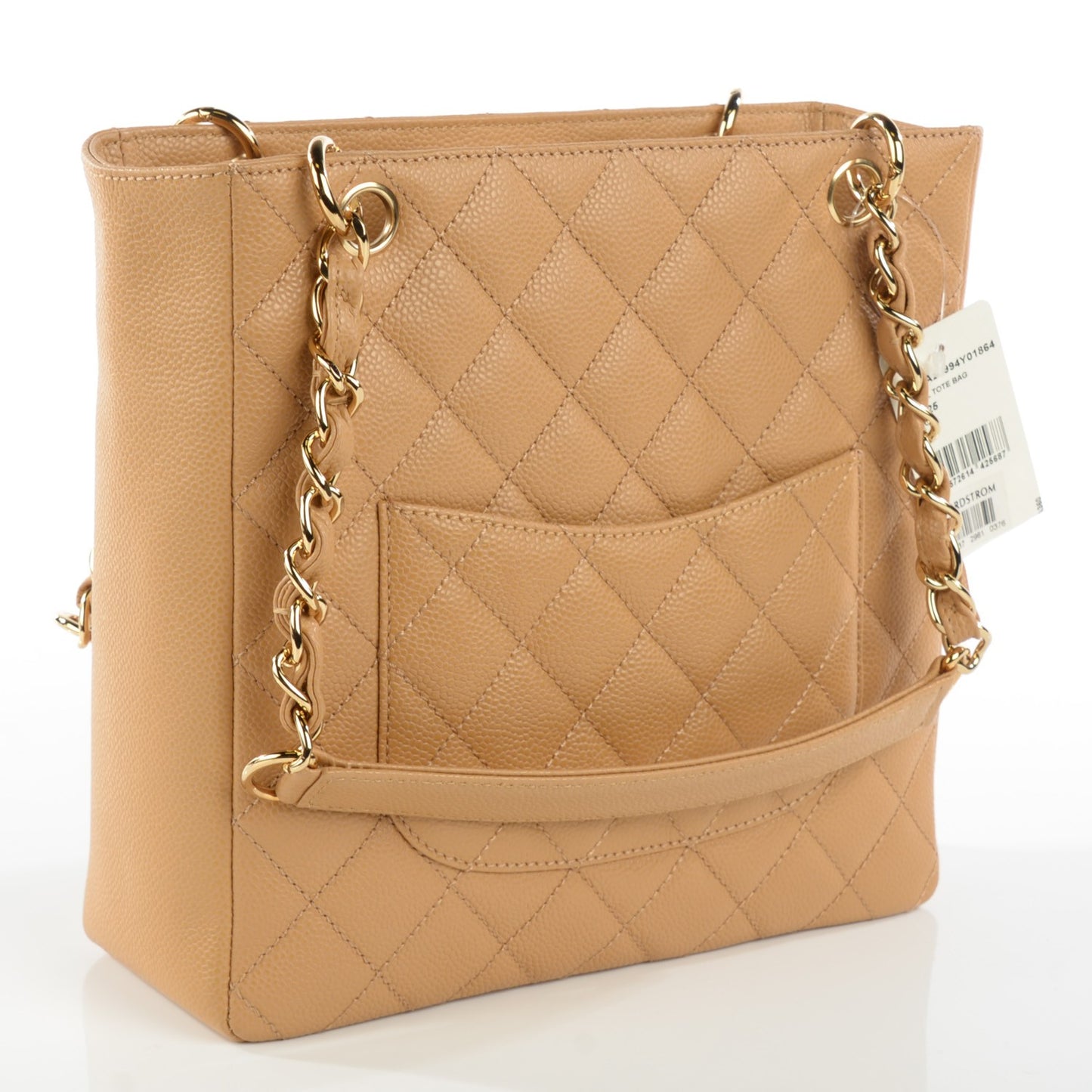 Caviar Quilted Petit Shopping Tote PST Beige