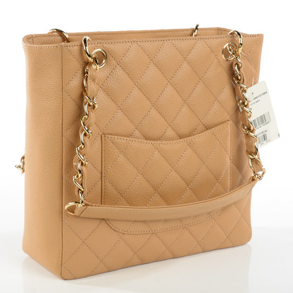 Chanel Caviar Quilted Petit Shopping Tote PST Beige 6 of 14