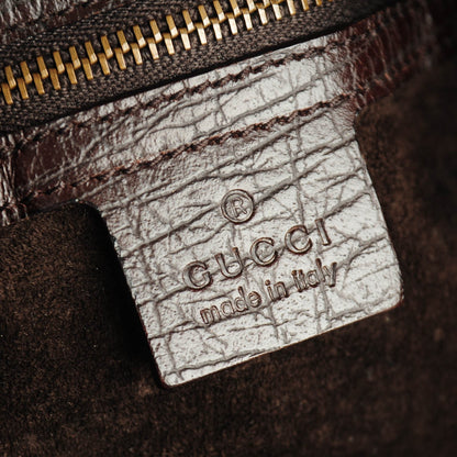Gucci Ostrich Large Horsebit Chain Hobo Brown 6 of 7