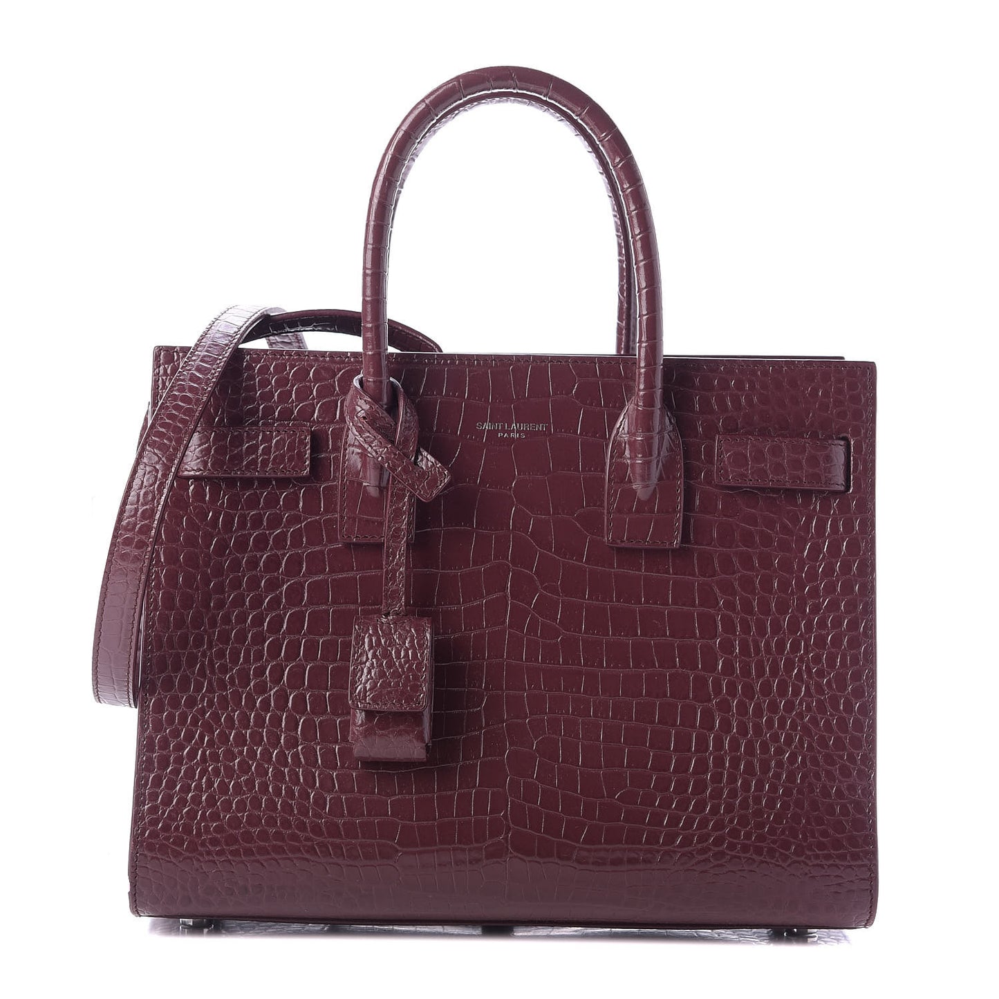Calfskin Crocodile Embossed Baby Sac De Jour Rouge