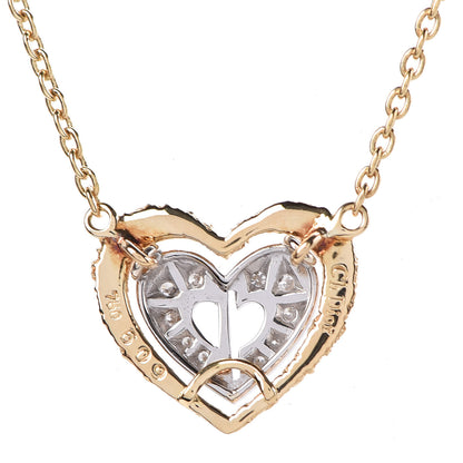 Christian Dior 18K Yellow White Gold Diamond Double Heart Necklace 5 of 5