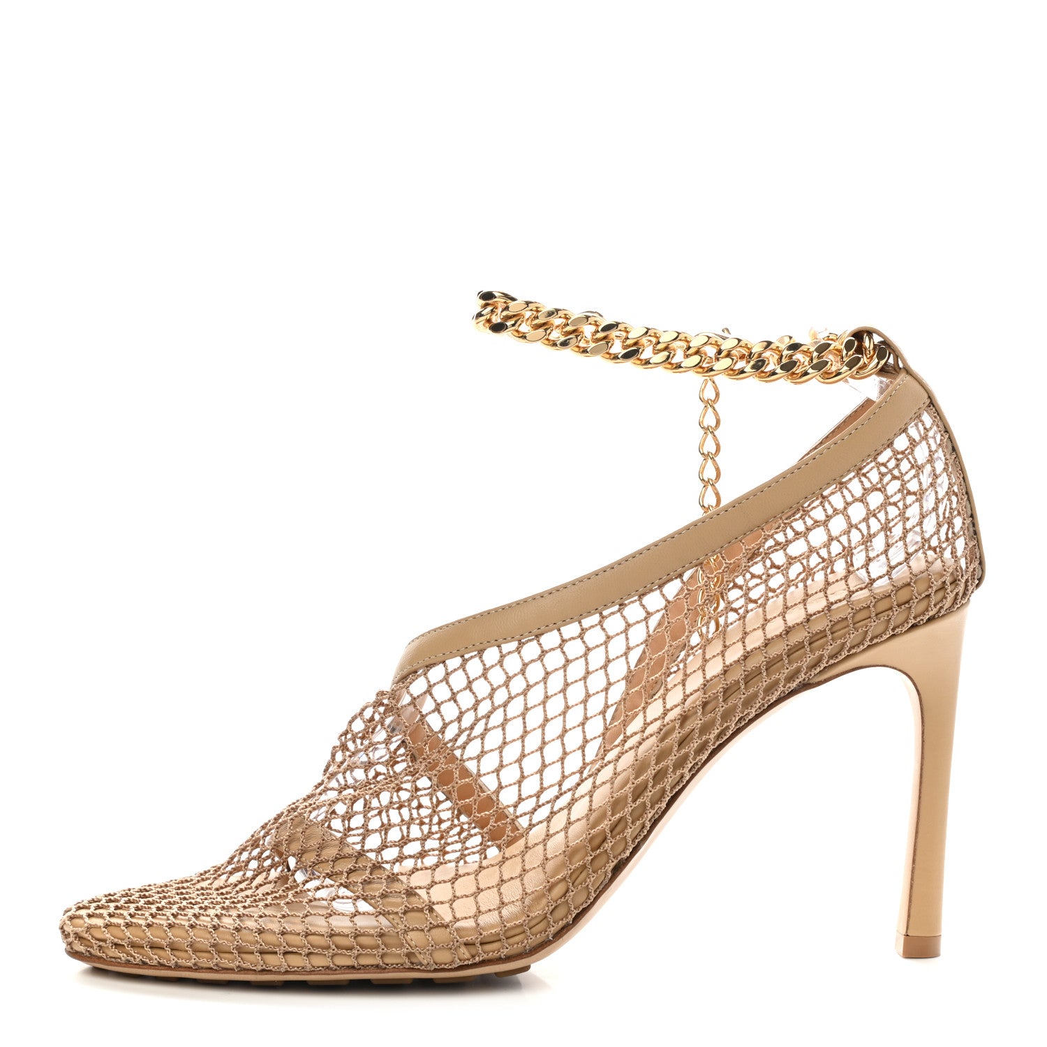 Bottega Veneta Mesh Nappa Chunky Chain Sandals 39 Beige Pony 1 of 7