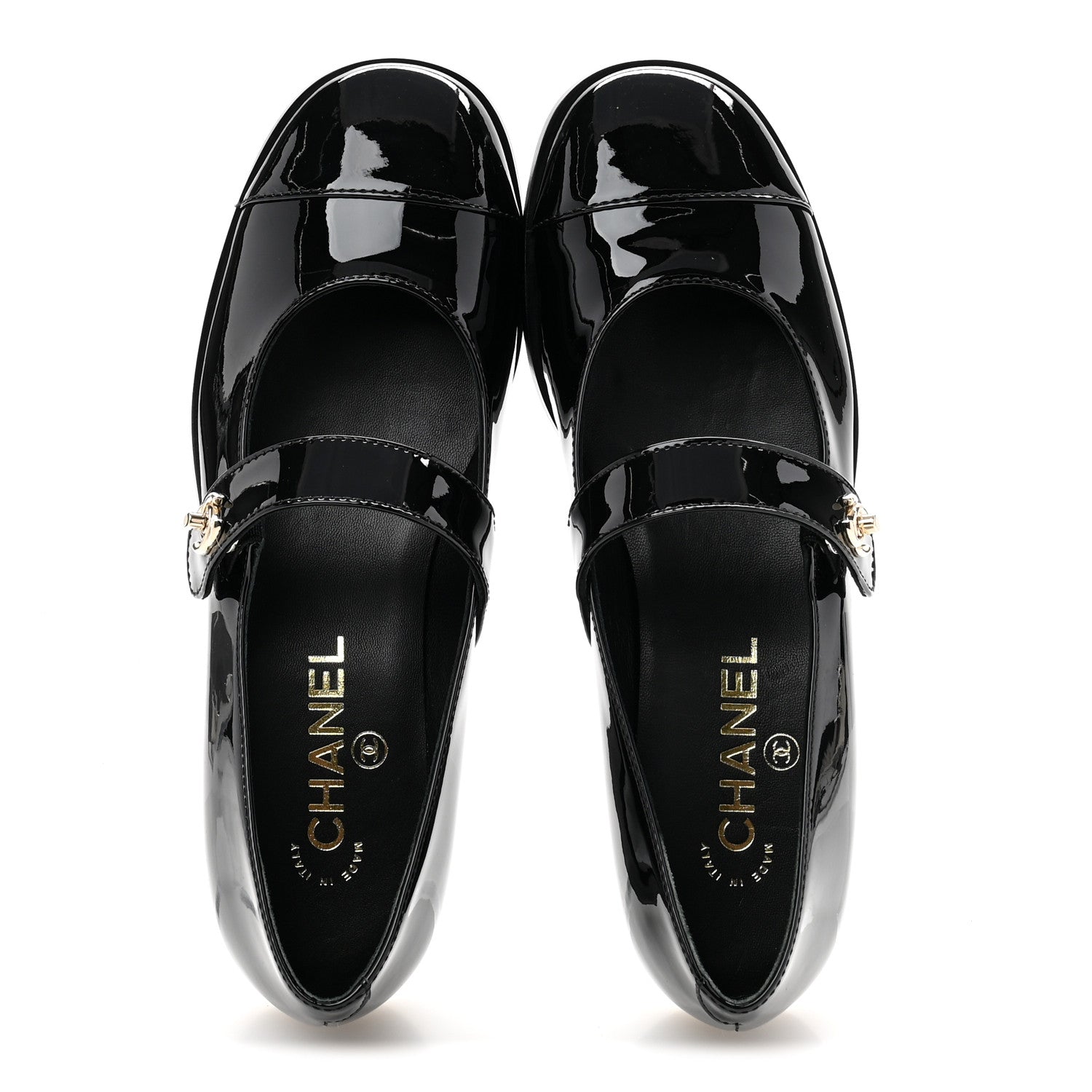 Chanel Patent Calfskin Mary Janes Flats 37.5 Black 1738938