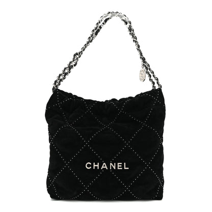 Chanel Suede Quilted Studded Small Chanel 22  Black 10 of 10