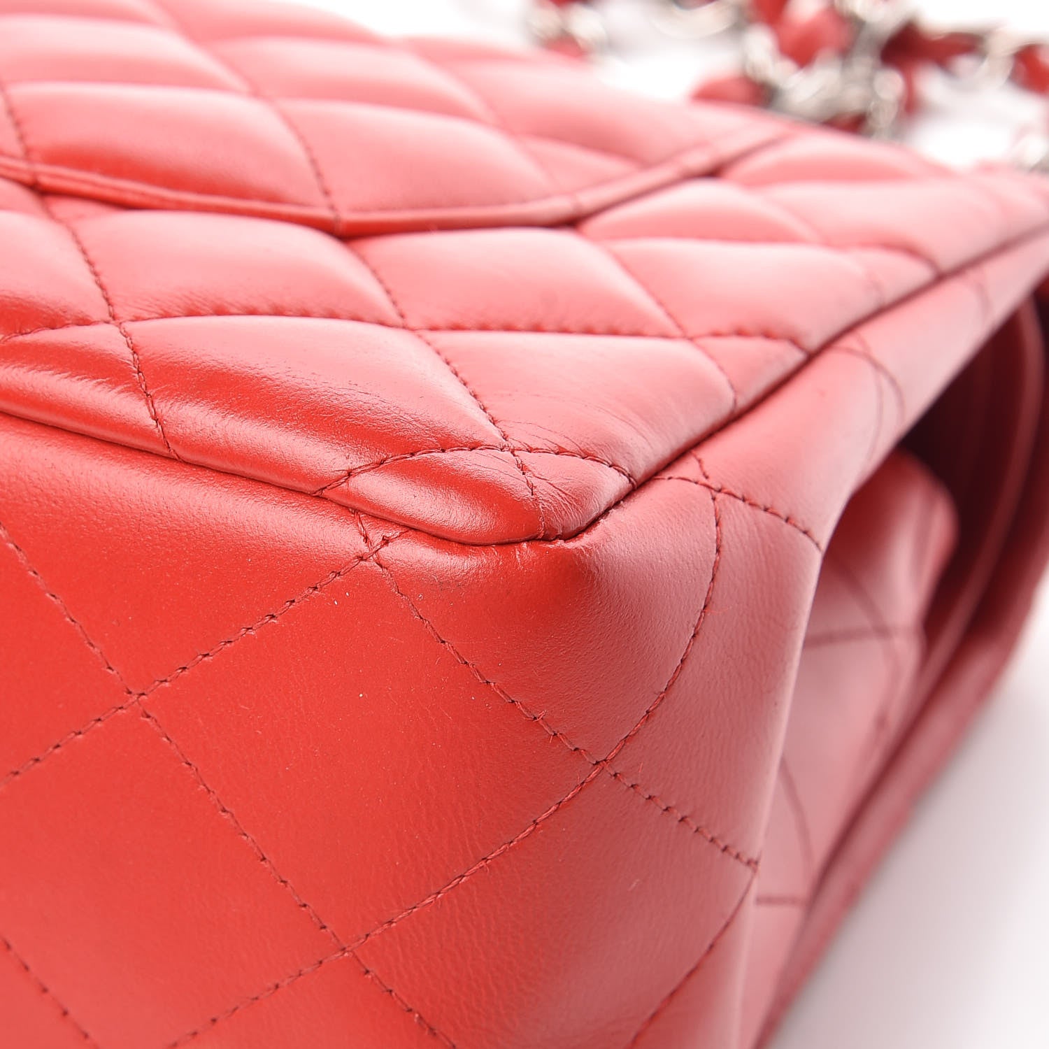Chanel Lambskin Quilted Jumbo Double Flap Red 14 of 15