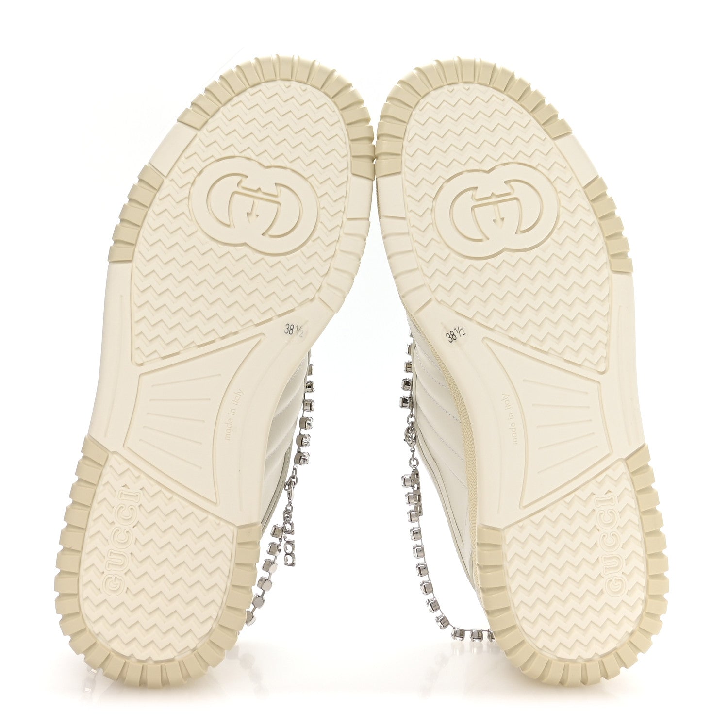Gucci Calfskin Womens Re-Web Removable Crystal Sneakers 38.5 White 12 of 18