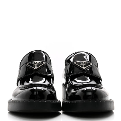 Prada Vernice Triangle 50mm Loafers 38.5 Black 2 of 10