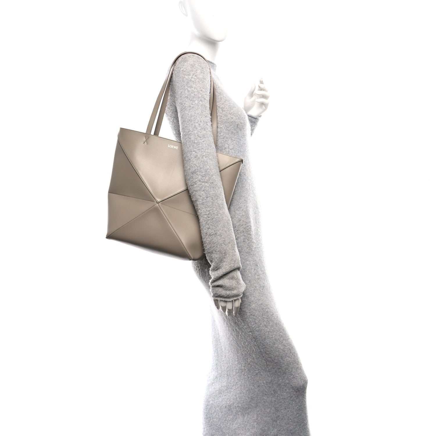 Loewe Shiny Calfskin Medium Puzzle Fold Tote Sand 2 of 9
