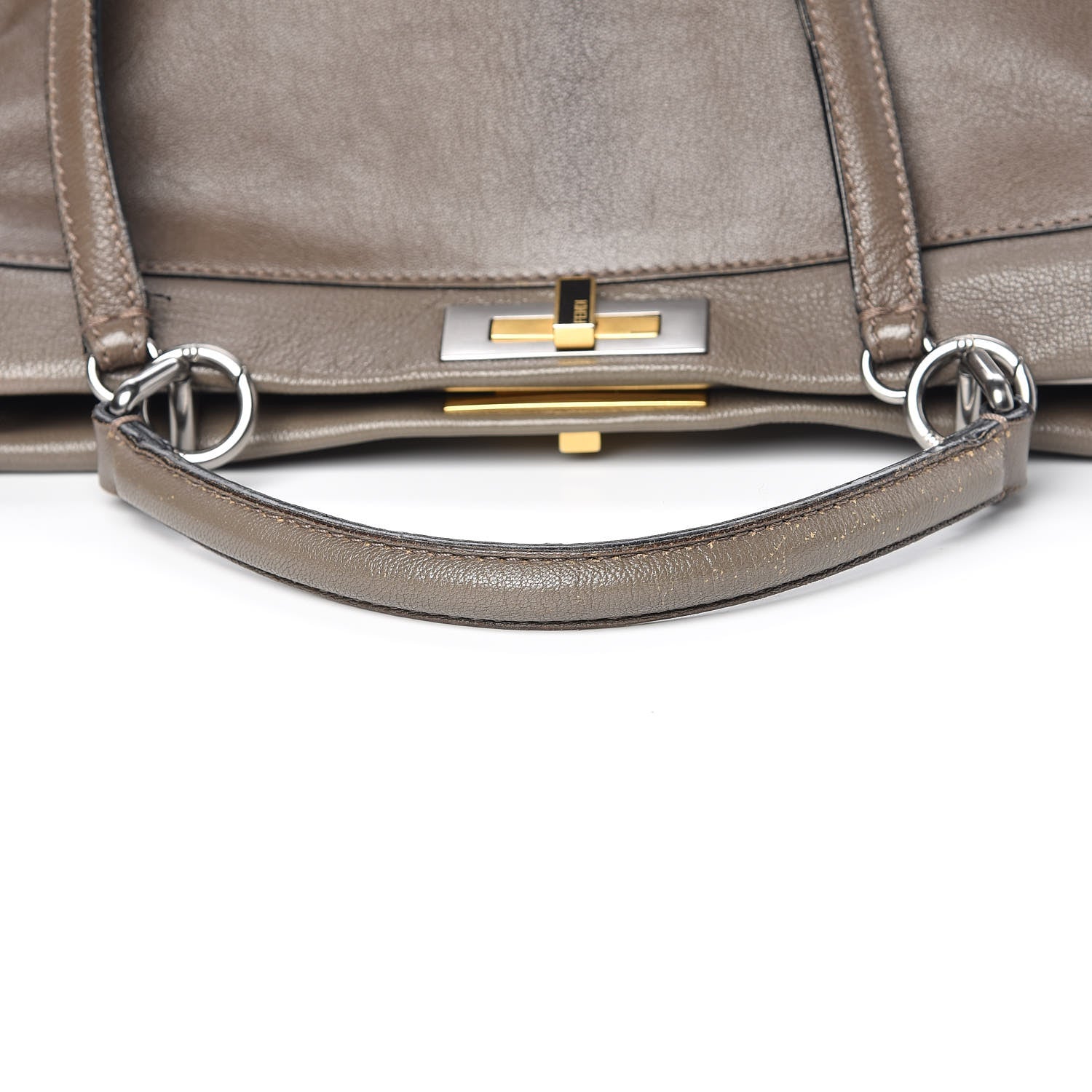 Fendi Goatskin Zucca Large Peekaboo Iconic Satchel Taupe Tobacco Moro 16 of 17