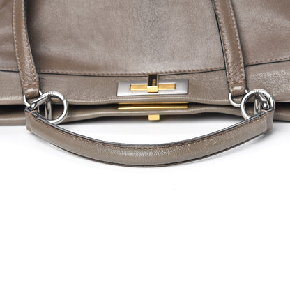 Fendi Goatskin Zucca Large Peekaboo Iconic Satchel Taupe Tobacco Moro 16 of 17