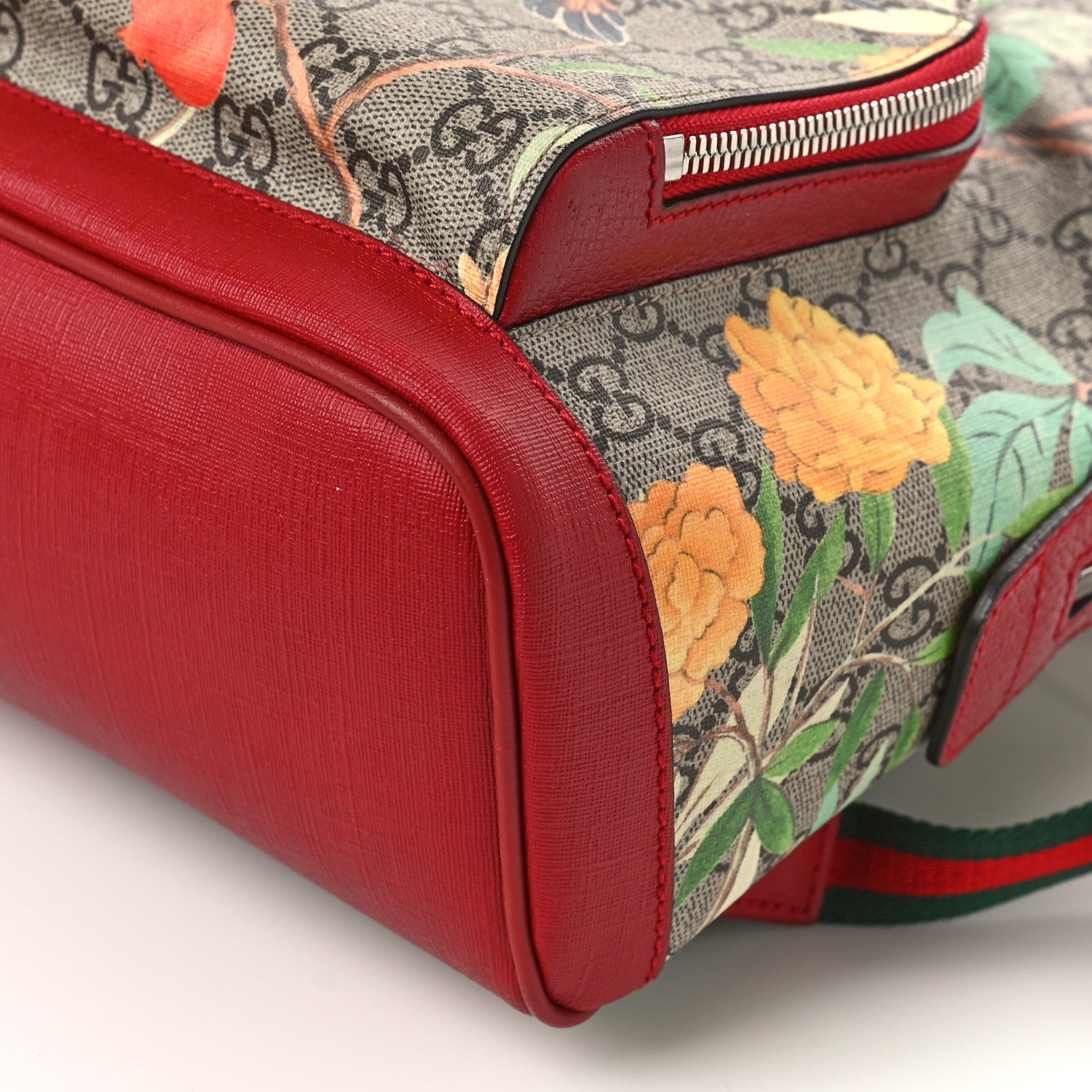 Gucci GG Supreme Monogram Tian Web Small Day Backpack Beige Multicolor Red 8 of 14