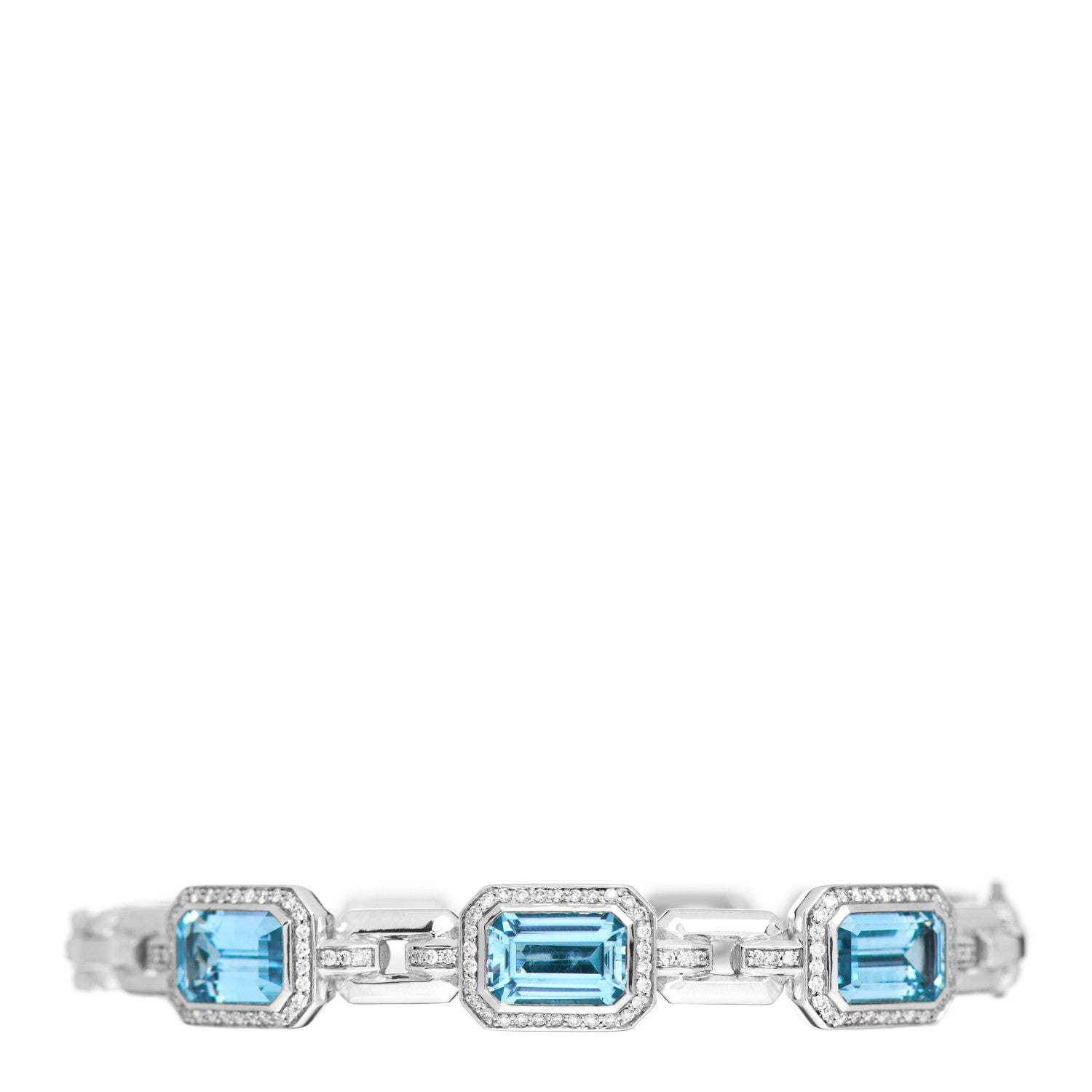 David Yurman Sterling Silver Diamond Blue Topaz Novella Three Stone Bracelet 1 of 4