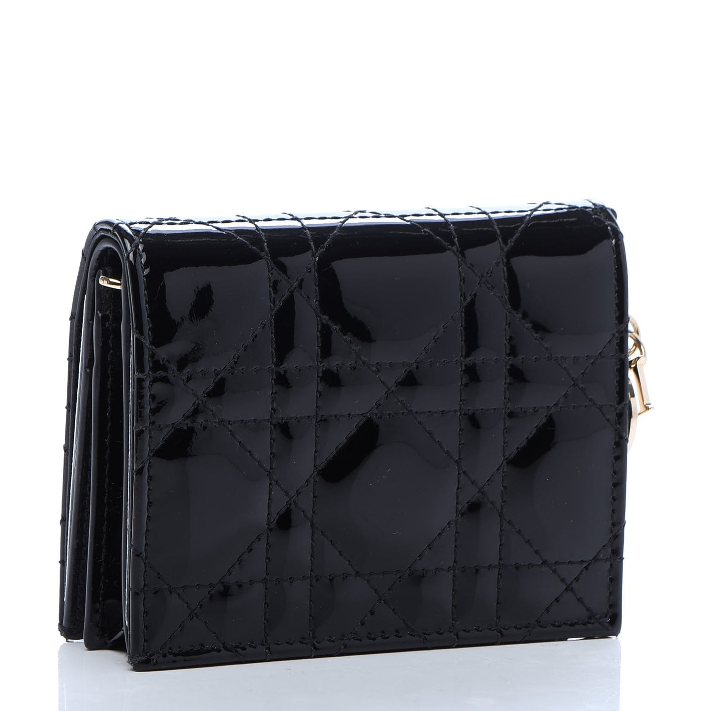 Patent Cannage Lady Dior Card Holder Black