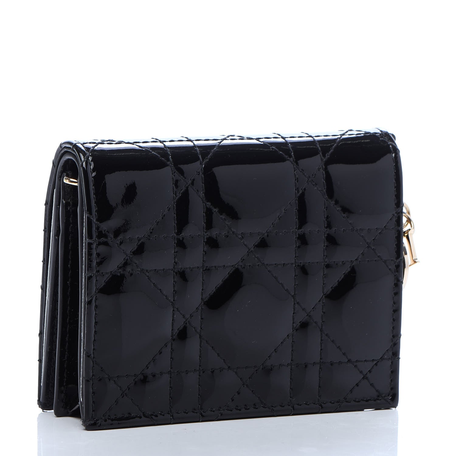 Christian Dior Patent Cannage Lady Dior Card Holder Black 3 of 10