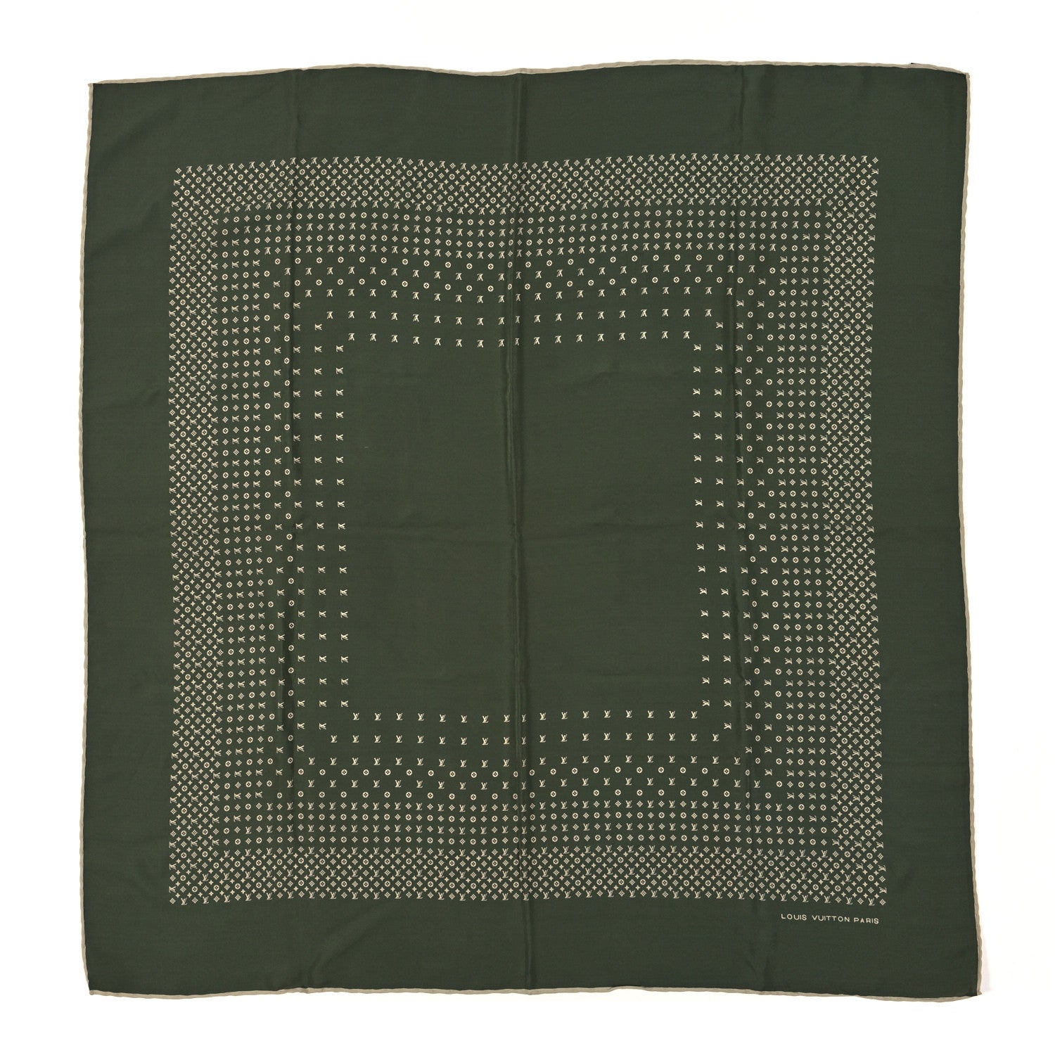 Louis Vuitton Silk Monogram Scarf Kaki 1 of 3