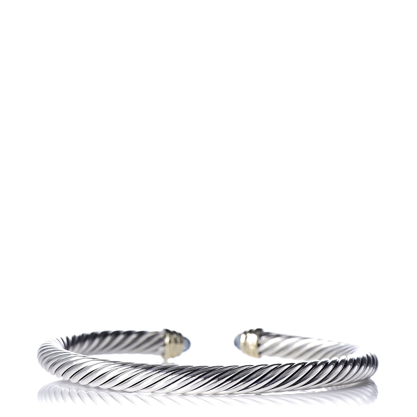 Sterling Silver 14K Yellow Gold Blue Topaz 5mm Cable Classics Petite Color Bracelet