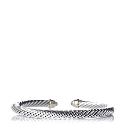 David Yurman Sterling Silver 14K Yellow Gold Blue Topaz 5mm Cable Classics Petite Color Bracelet 3 of 4