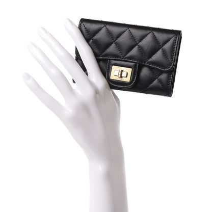 Chanel Aged Calfskin Quilted Reissue Flap Card Holder Black 2 of 8