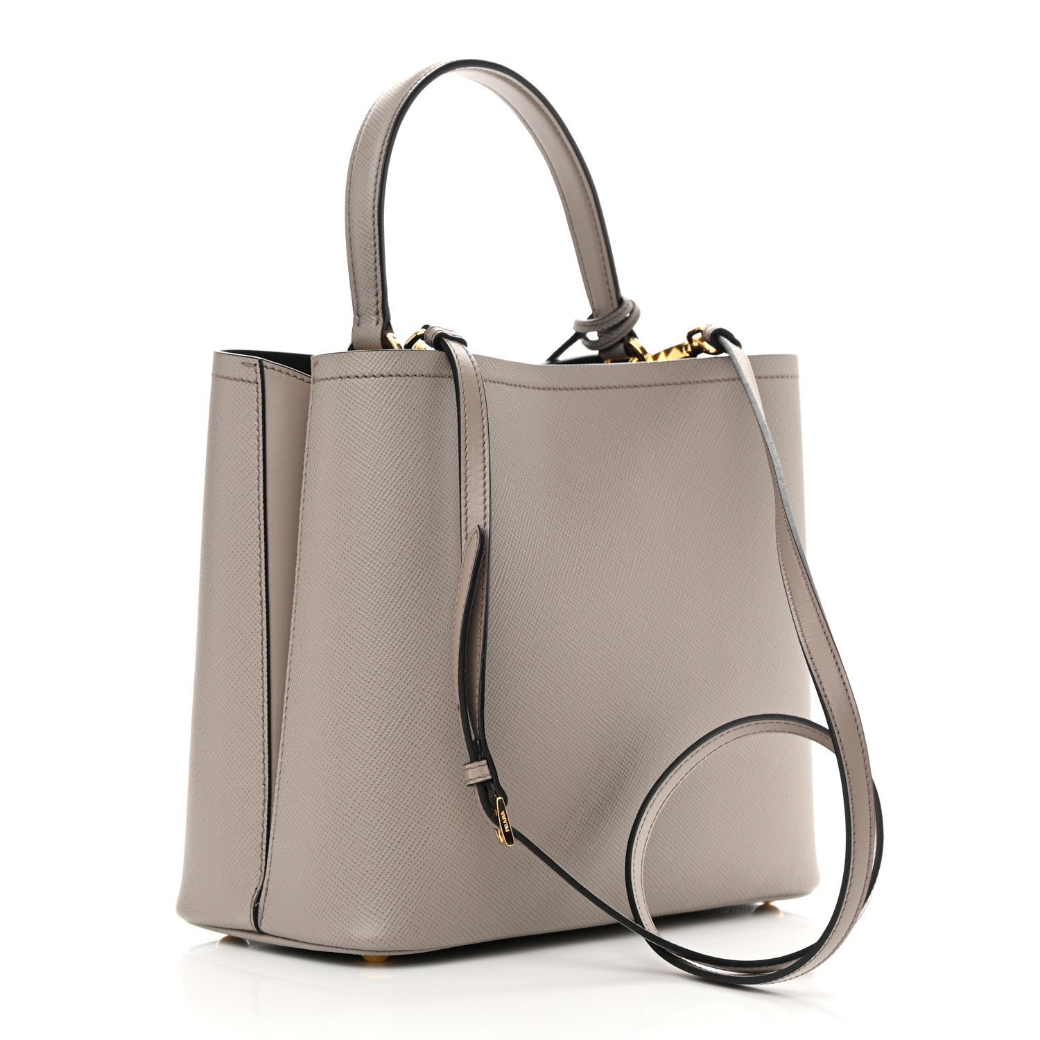 Prada Saffiano Cuir Medium Panier Bucket Bag Argilla Black 3 of 12