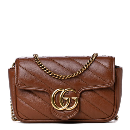 Gucci Azalea Calfskin Matelasse Diagonal Super Mini GG Marmont Shoulder Bag Cuir 1 of 4