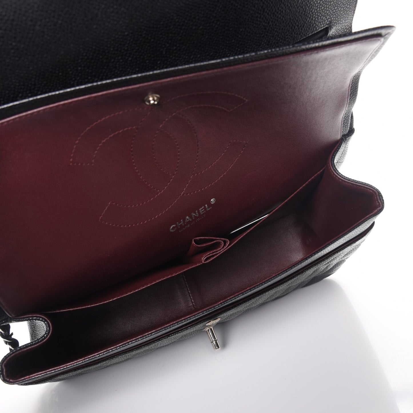 Caviar Quilted Jumbo Double Flap Black