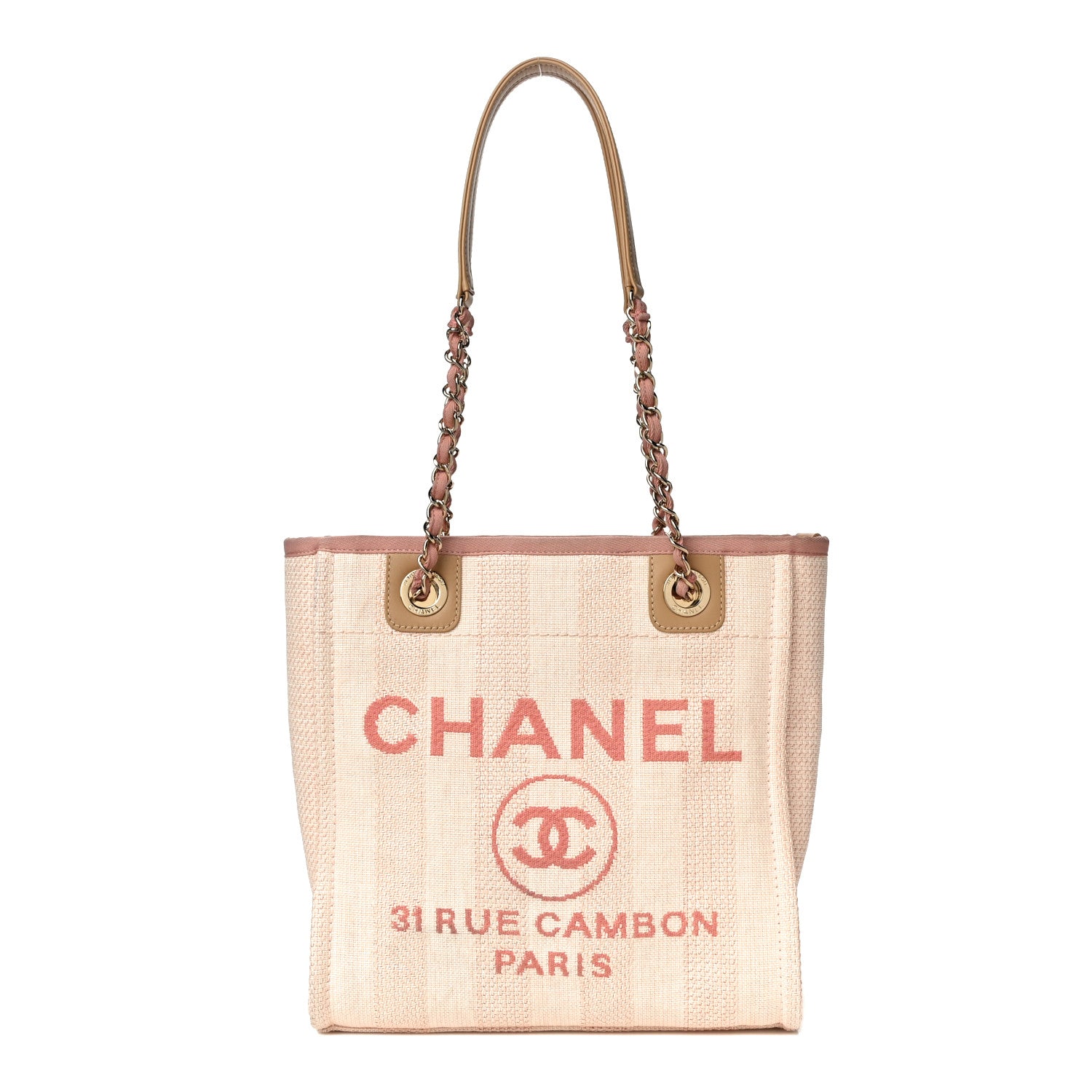 Chanel Mixed Fibers Calfskin Striped Mini Deauville Tote Pink 1 of 10