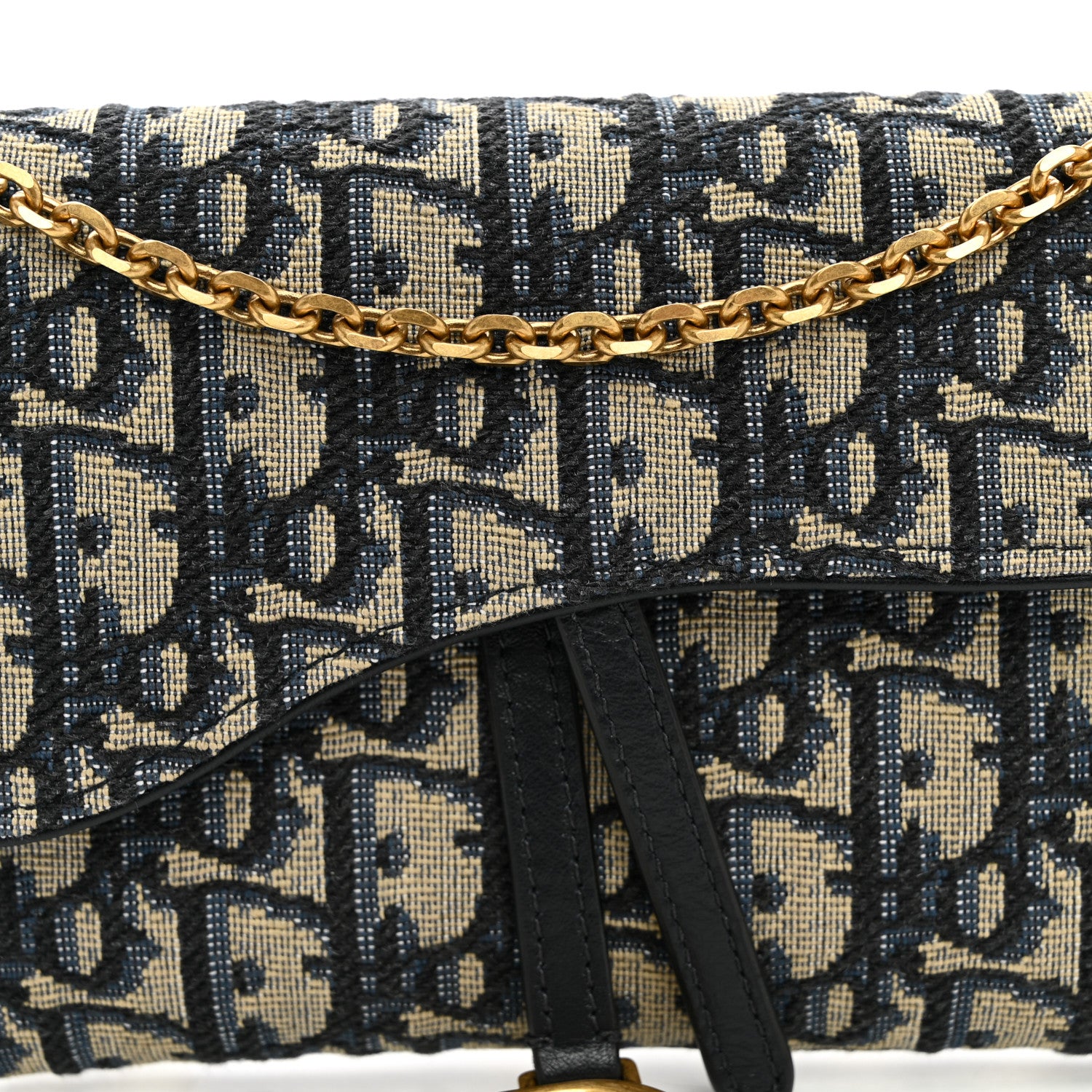 Christian Dior Oblique Saddle Chain Long Wallet Blue 9 of 12