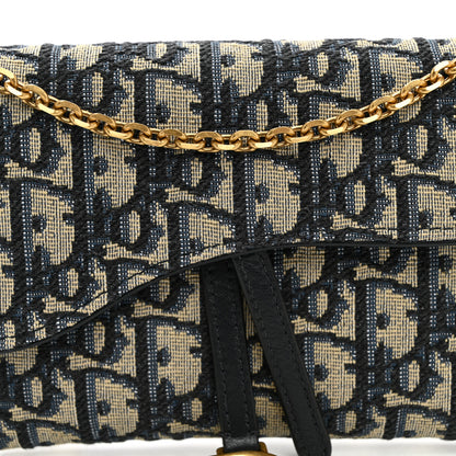 Christian Dior Oblique Saddle Chain Long Wallet Blue 9 of 12