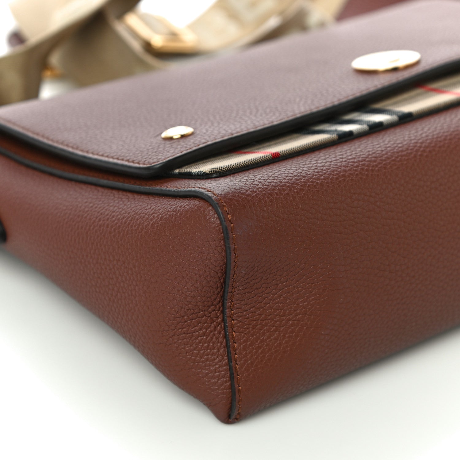 Burberry Calfskin Vintage Check Note Crossbody Bag Tan 7 of 8