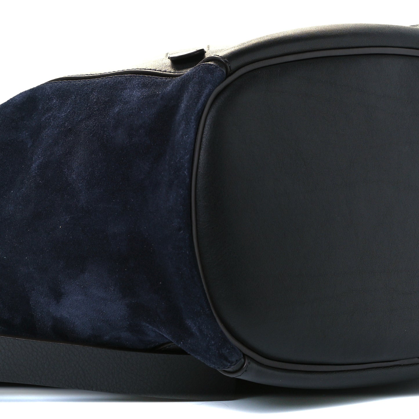 Smooth Suede Calfskin Medium Myer Double Carry Bag Black Navy