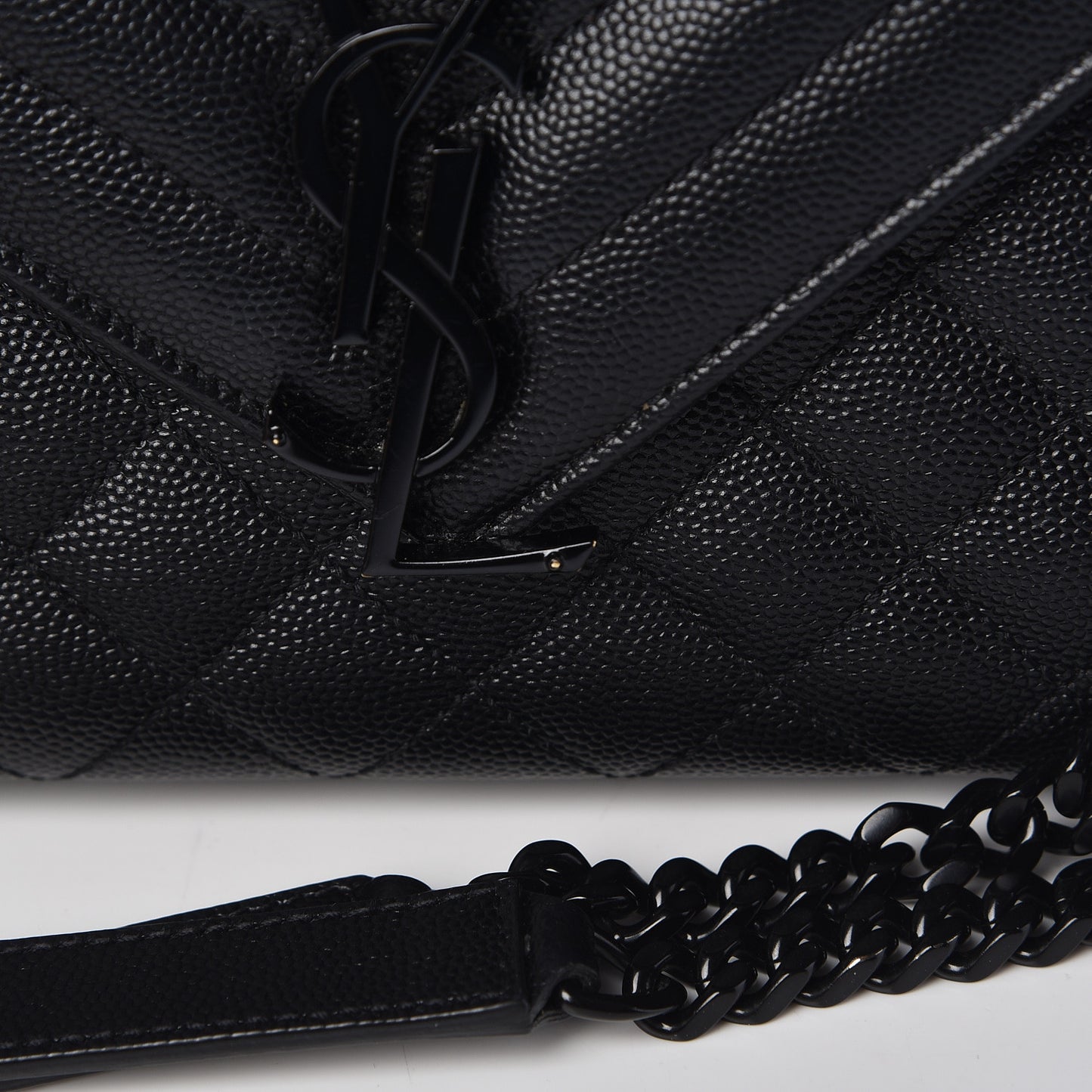 Grain De Poudre Textured Mixed Matelasse Triquilt Medium Monogram Satchel Black