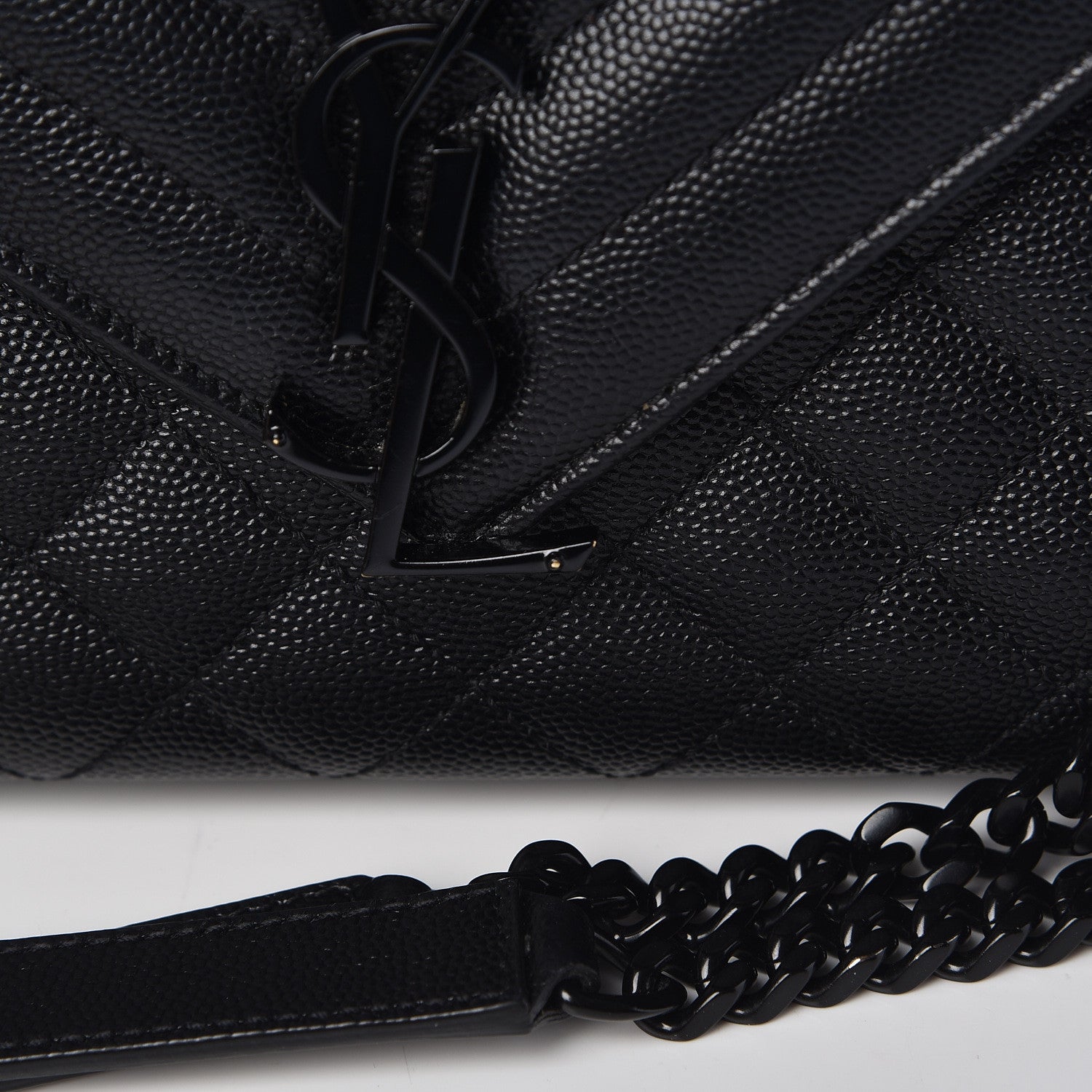 Saint Laurent Grain De Poudre Textured Mixed Matelasse Triquilt Medium Monogram Satchel Black 11 of 16