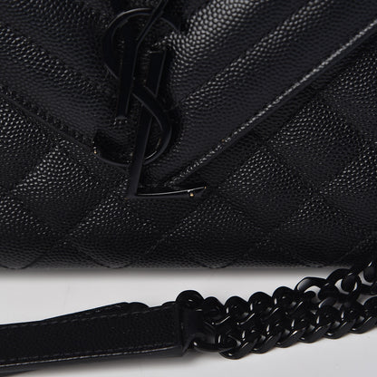 Saint Laurent Grain De Poudre Textured Mixed Matelasse Triquilt Medium Monogram Satchel Black 11 of 16
