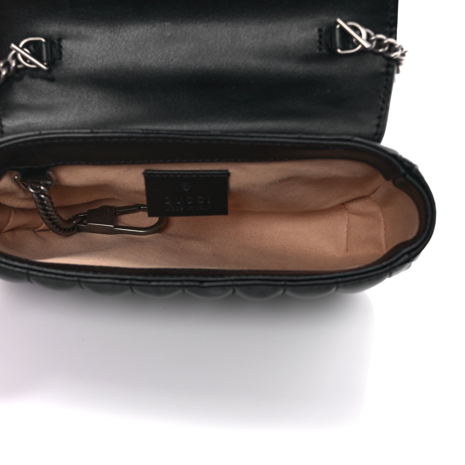 Gucci Calfskin Matelasse Aria Super Mini GG Marmont Shoulder Bag Black 5 of 9