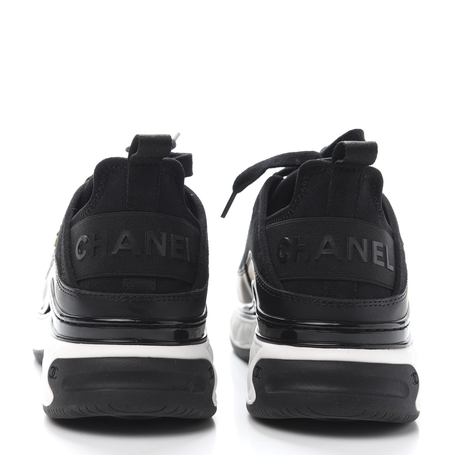 Chanel Velvet Calfskin Mixed Fibers CC Sneakers 36 Black 5 of 10