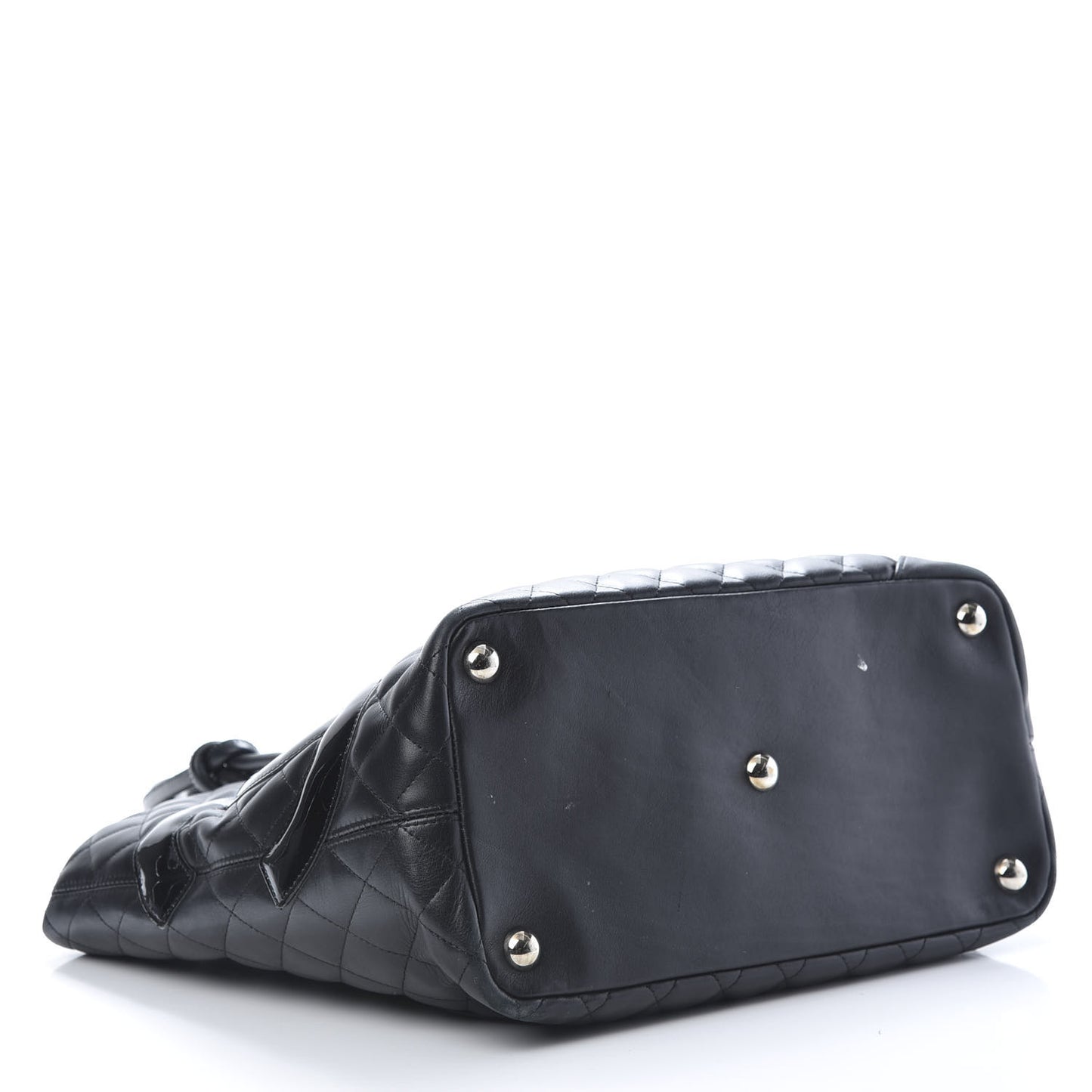 Calfskin Quilted Large Cambon Tote Black