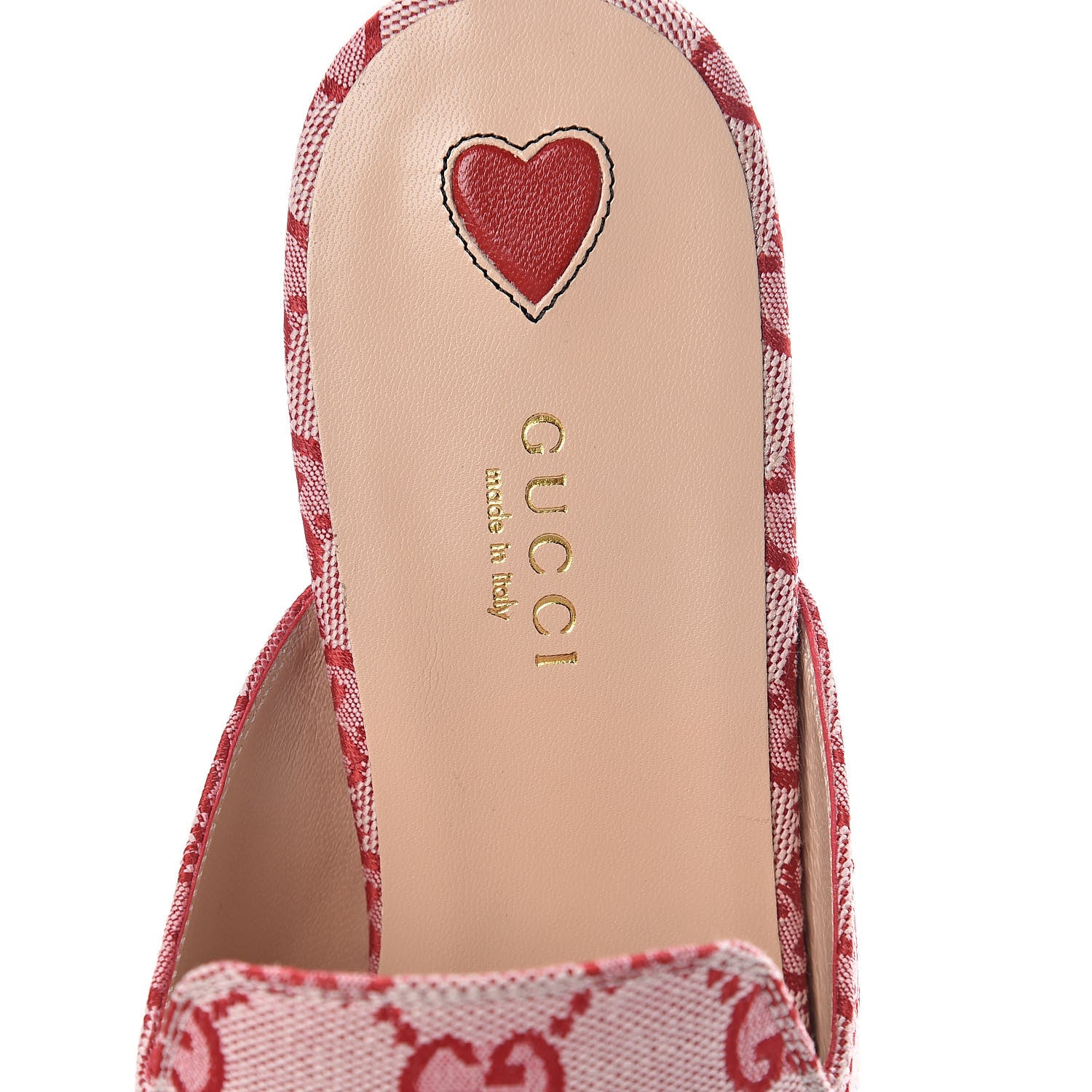 Gucci Canvas GG Monogram Horsebit Womens Princetown Slippers 40 Gardenia Hibiscus Red 5 of 7