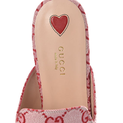 Gucci Canvas GG Monogram Horsebit Womens Princetown Slippers 40 Gardenia Hibiscus Red 5 of 7