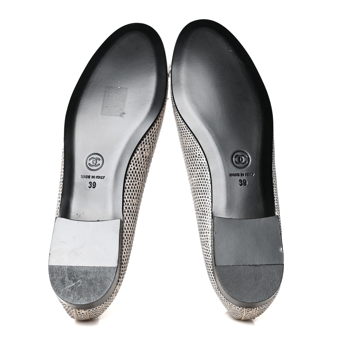 Snakeskin Pony Hair CC Cap Toe Ballerina Flats 39 Blue White
