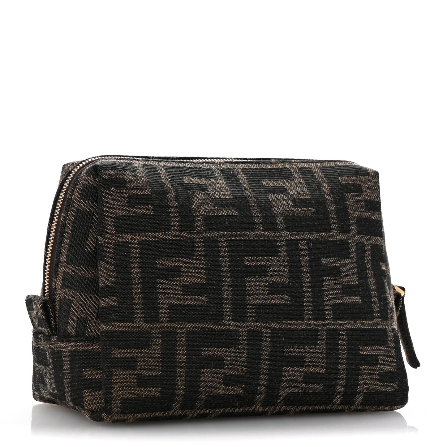 Fabric Jacquard FF 1974 Small Trapezoid Beauty Pouch Tobacco Moro Black