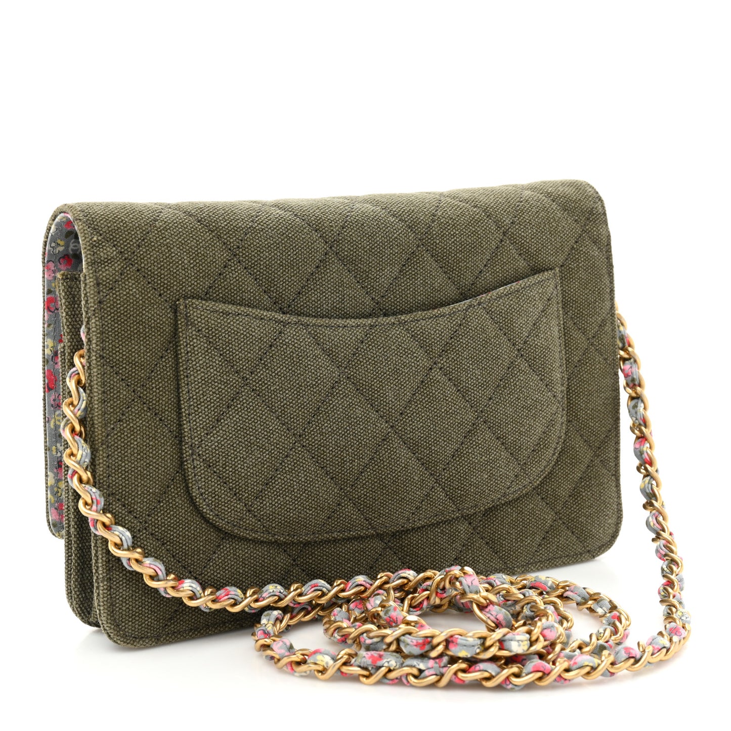 Canvas Quilted Coco Cuba Charms Wallet on Chain WOC Khaki