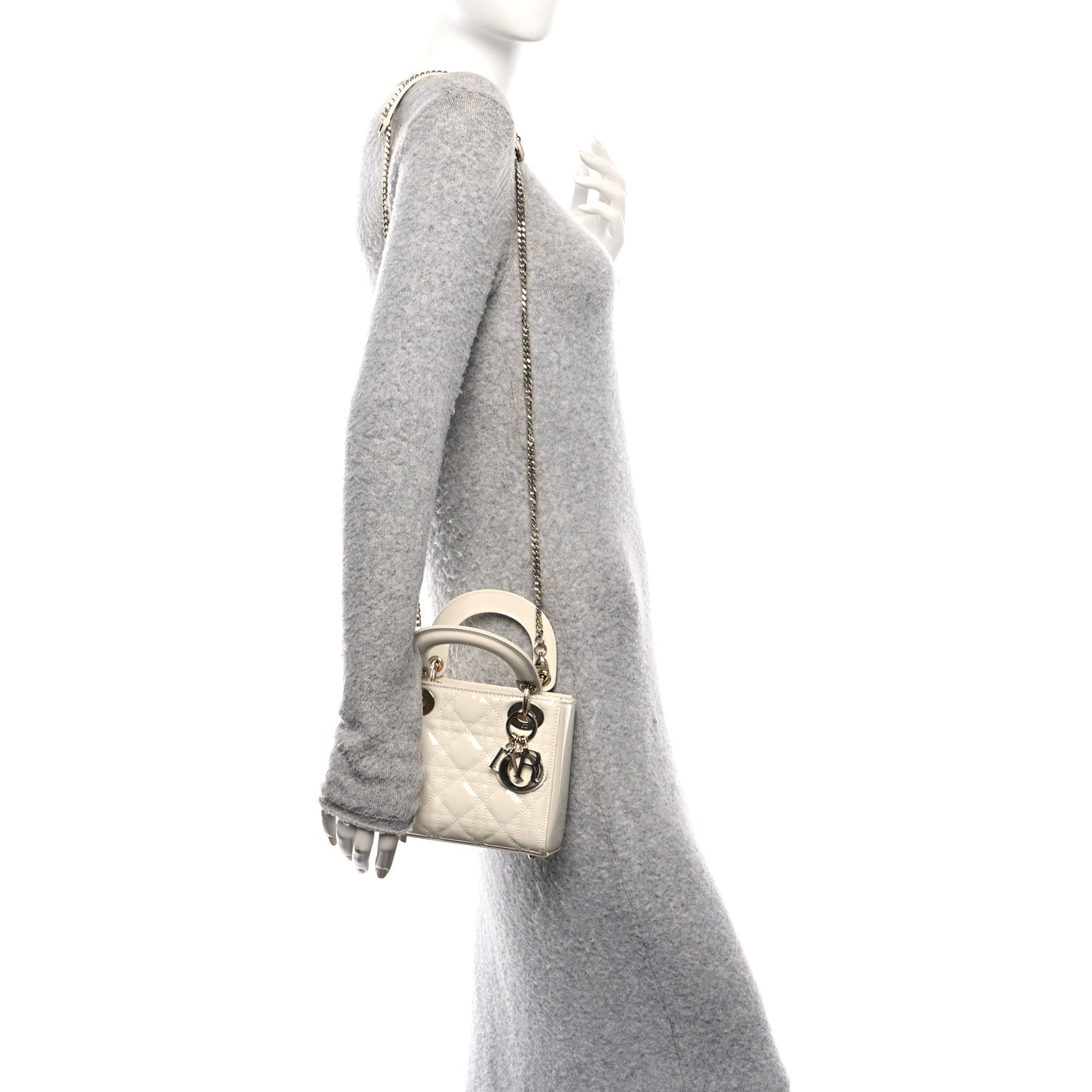 Christian Dior Patent Cannage Mini Lady Dior Ivory 2 of 12