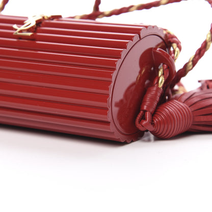 Saint Laurent Ribbed Plexiglass Lambskin Fringe Monogram Opium Box Bag Red 10 of 10