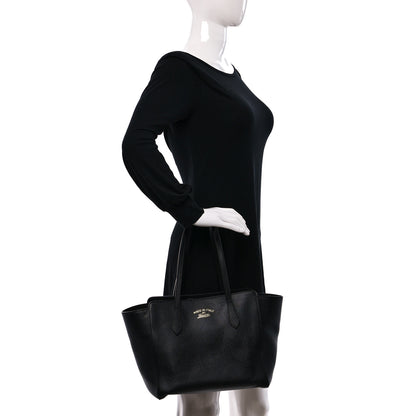 Gucci Pebbled Calfskin Small Swing Tote Black 2 of 9