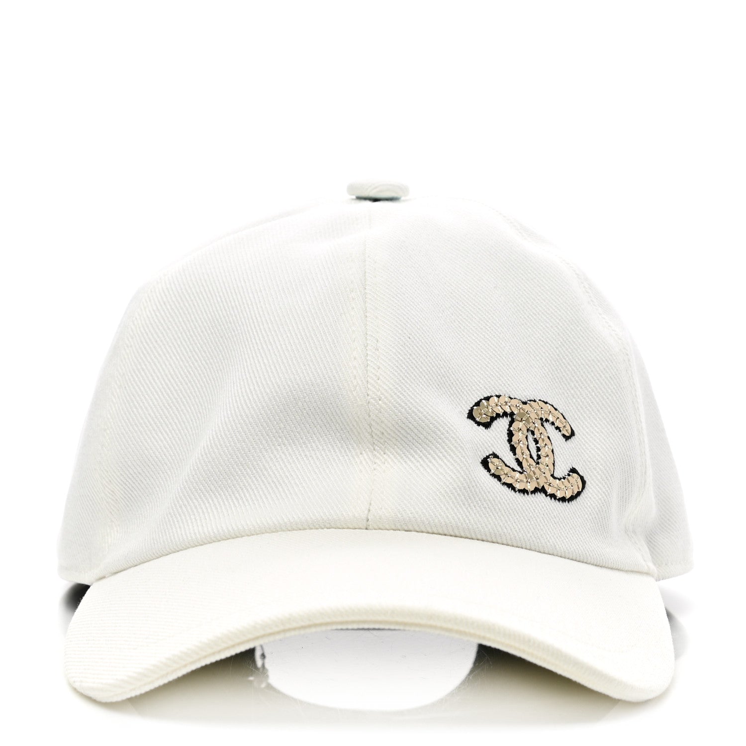 Chanel Cotton Sequin CC Cap Hat Ivory 3 of 8