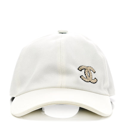 Chanel Cotton Sequin CC Cap Hat Ivory 3 of 8